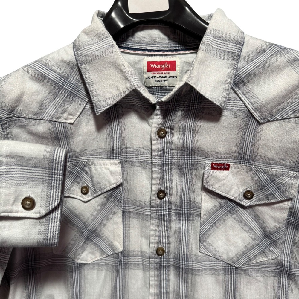 Wrangler Plaid Western Shirt‎ Mens Large Button Down Long Sleeve Casual Ranch